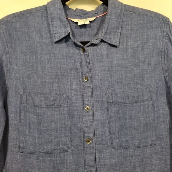 Boden Womens 4R Blue Classic Button Front Long Sleeve Rounded Hem Shirt - Picture 4 of 7